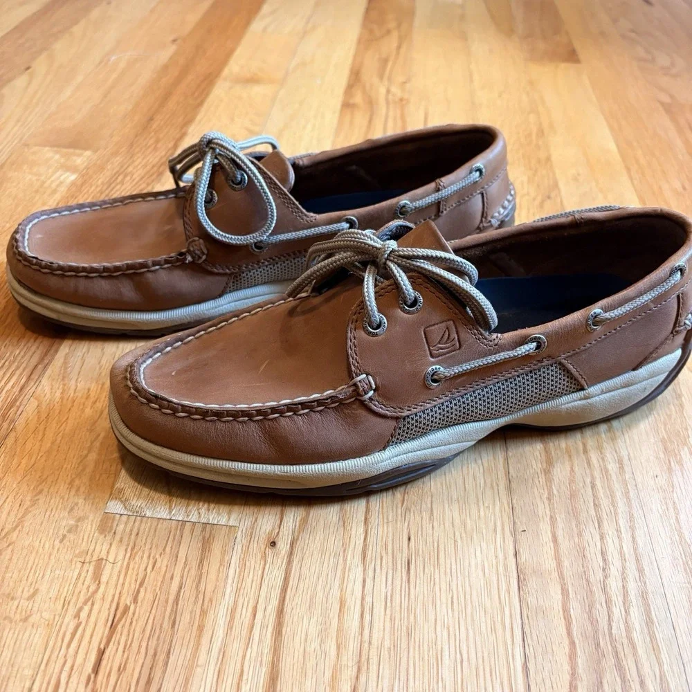Sperry Top Sider 2-Eye Boat Deck Casual Shoes Men's 8.5 Tan Preppy Classic